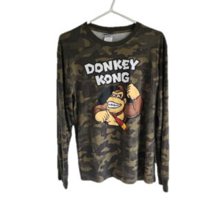 Donkey Kong Camo Print Long Sleeve Tshirt Size Medium